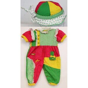 Vtg 90s Bon Chacha Sports Romper Jumper sz 18M Color Block Hat Polka Dots Stripe